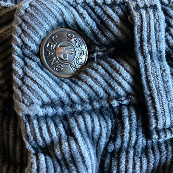 Vintage distressed Sasson blue gray corduroy pants with ankle zips - Picture 4 of 12